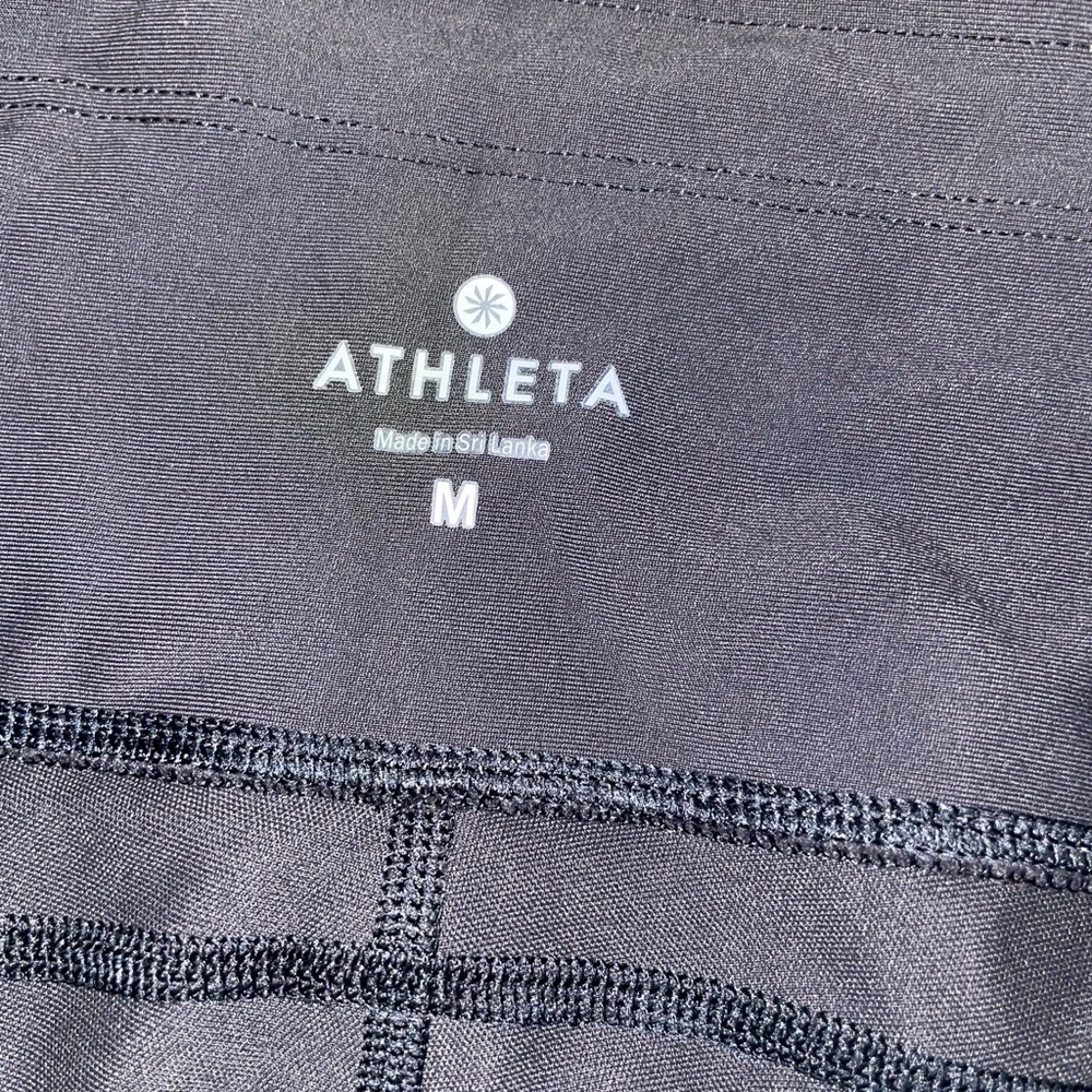 Athleta 7/8 Leggings Black White Speckled Mesh Panel High Rise Size M - Picture 3 of 3